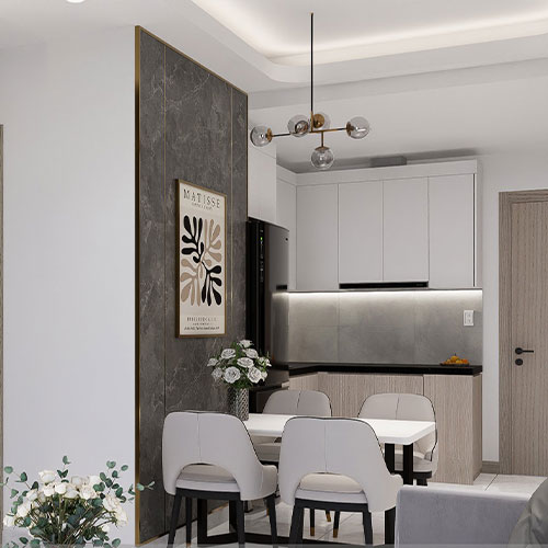 Bàn giao căn hộ 2 ngủ, phong cách hiện đại