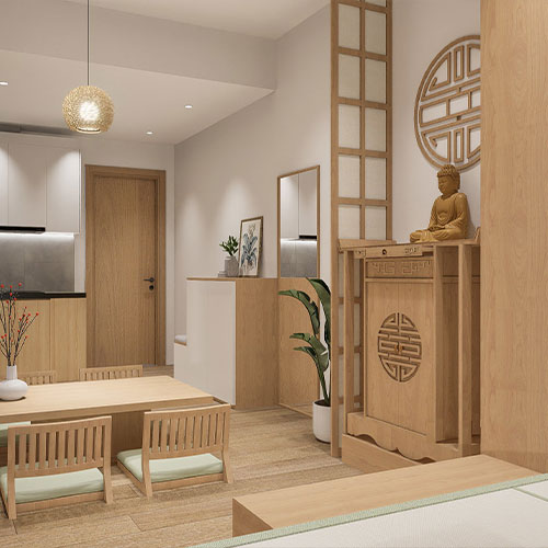 Căn hộ 2 ngủ, 2 wc phong cách Nhật Bản